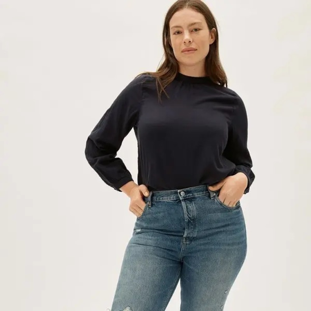 NWT Everlane The Double-Gauze Shirred Top